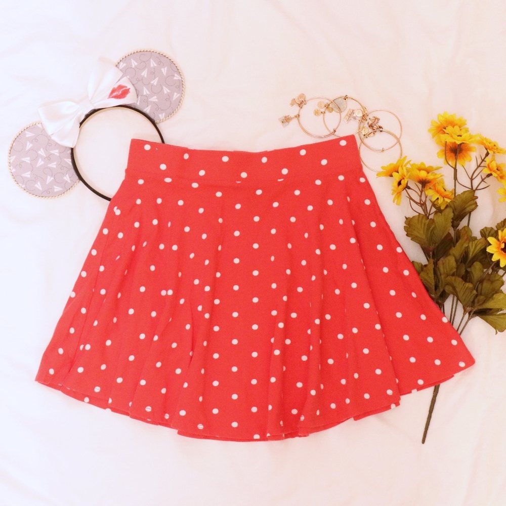Forever21 Red and White Polka Dot Circle Skater Skirt